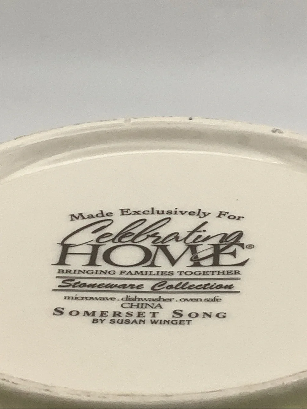Cream Stoneware Bowl with Brown Twig Rim and Bird Floral Accents